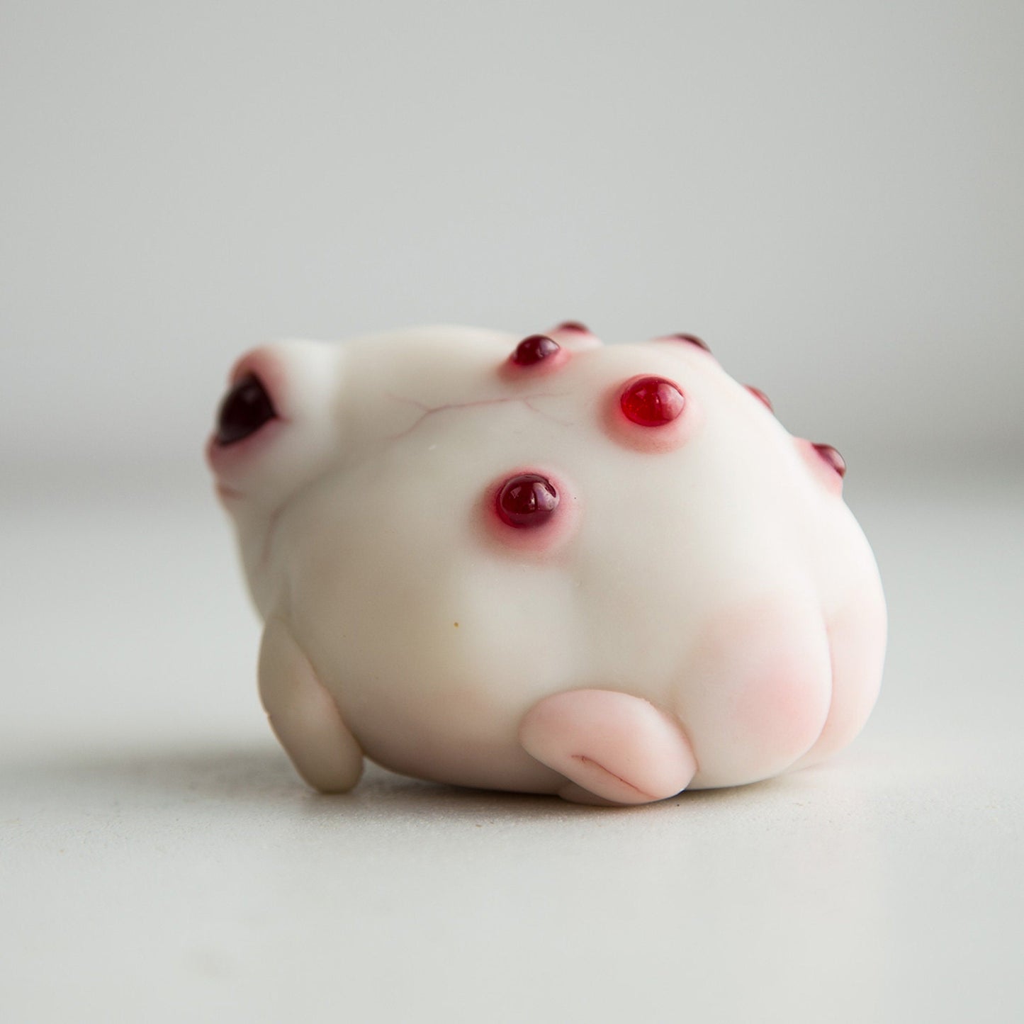 Frog albino figurine art doll, weird rainfrog anime style miniature, creepy cute art toy