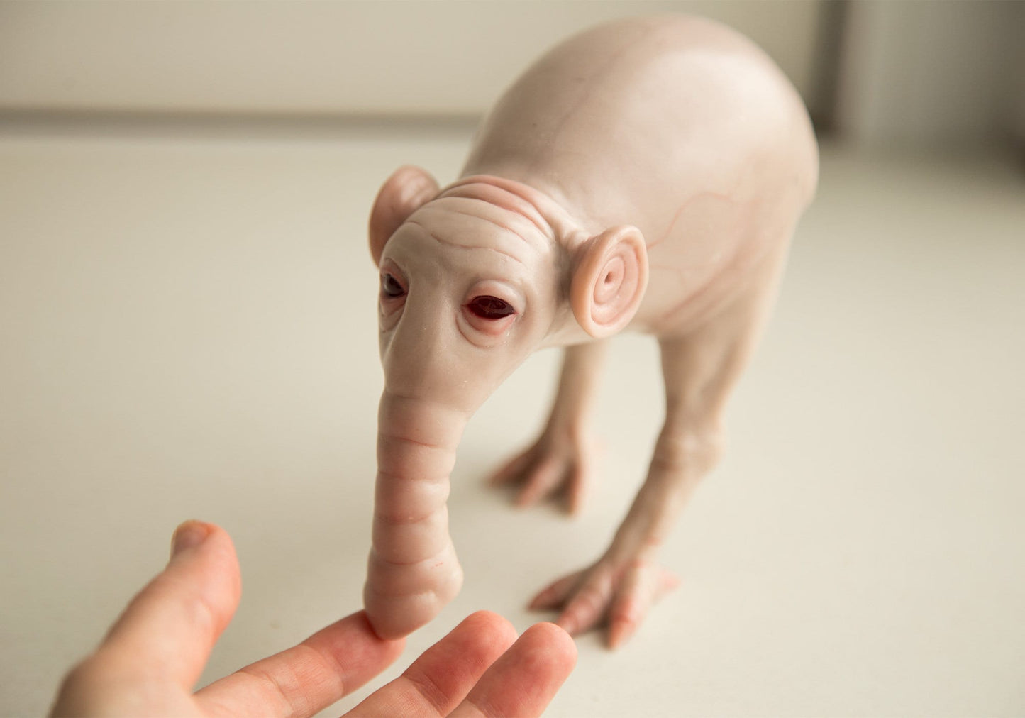 Weird fantastic beast sculpture, OOAK fantasy doll, MORSH hybrid kiwi elephant character