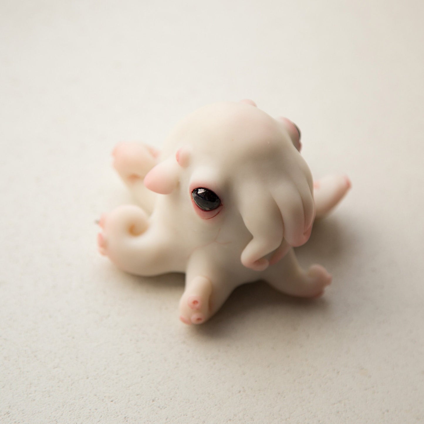 Octopus baby doll sculture, cute cthulhu anime figurine, kraken miniature creature art doll.