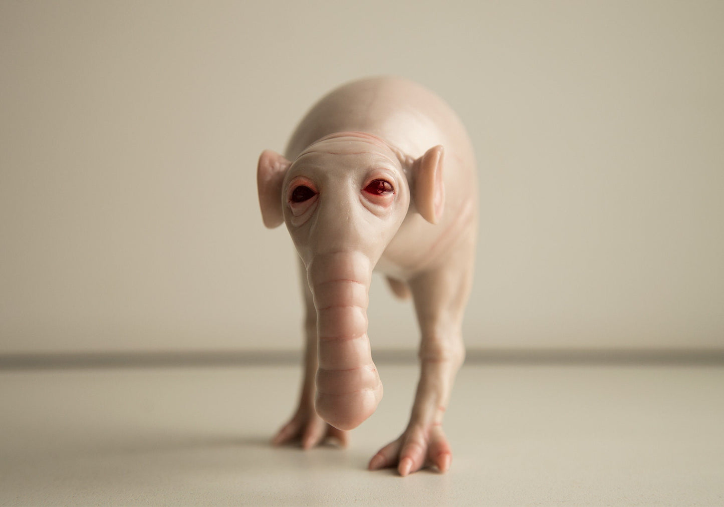 Weird fantastic beast sculpture, OOAK fantasy doll, MORSH hybrid kiwi elephant character