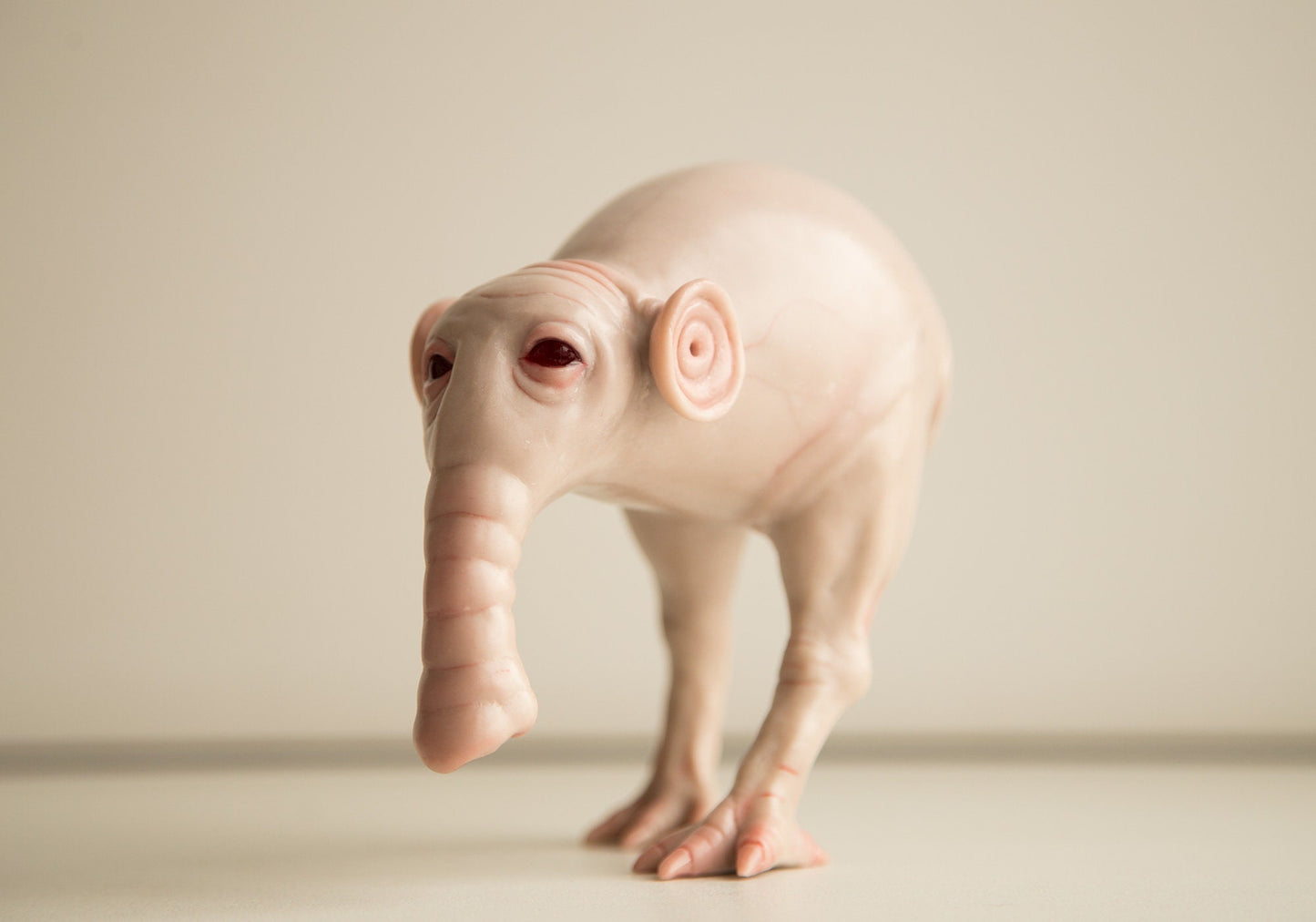 Weird fantastic beast sculpture, OOAK fantasy doll, MORSH hybrid kiwi elephant character