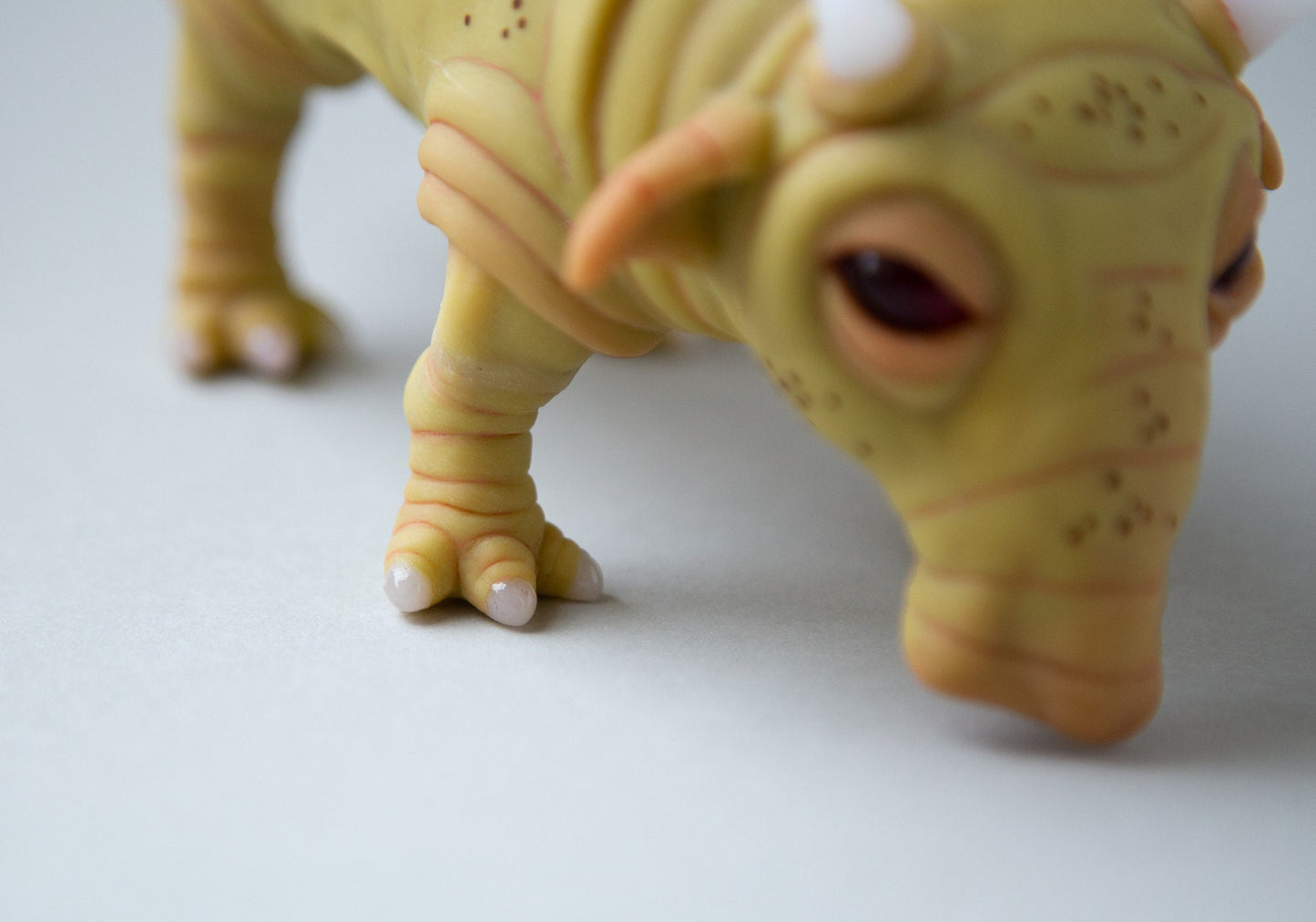 Fantastic planet alien lifeform figurine, imaginary warthog boaranimal doll polymer clay statue